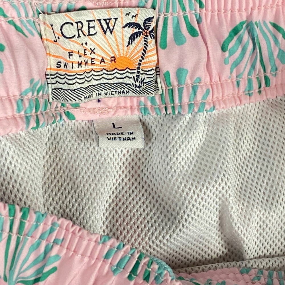J.Crew Mens Swim Trunks Large Pink Seashell Flex Swimwear BW492 Beach Pool - Picture 5 of 13